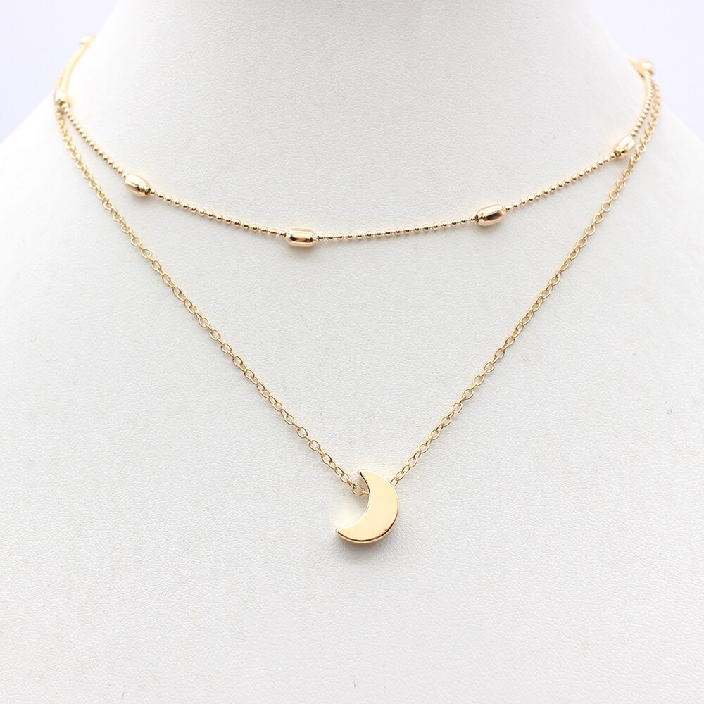 Einfache Herz zwei schichten Halsband Halsketten Für Frauen Multi Schichten Perlen Chocker kragen ras du cou Collier femme Minimalistischen schmuck