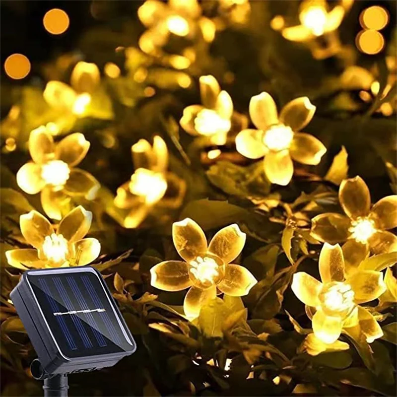 Guirnalda de luces solares con forma de estrella para exteriores, luces LED impermeables con energía Solar para Navidad, Patio, jardín, porche, decoración de boda: ROSE / 16-20 W