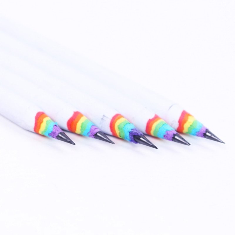 Lápices de madera arcoíris bonitos 2B, lápices cilíndricos Kawaii con degradado para estudiantes, material escolar lápiz de papelería para para niños 1 unidad