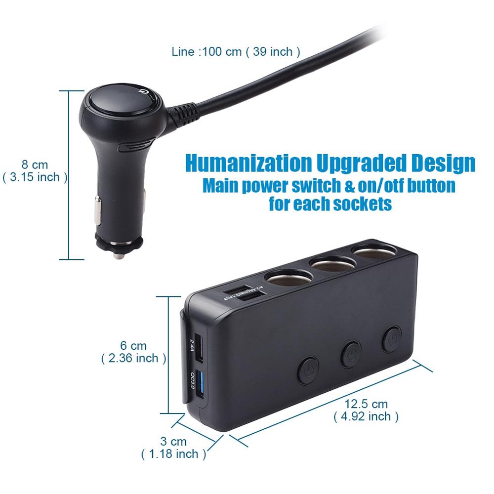 Twee Manier Quick Charge 3.0 Auto Sigarettenaansteker Adapter Splitter 3-Socket 12V/24V Auto Charger 4 Usb-poorten