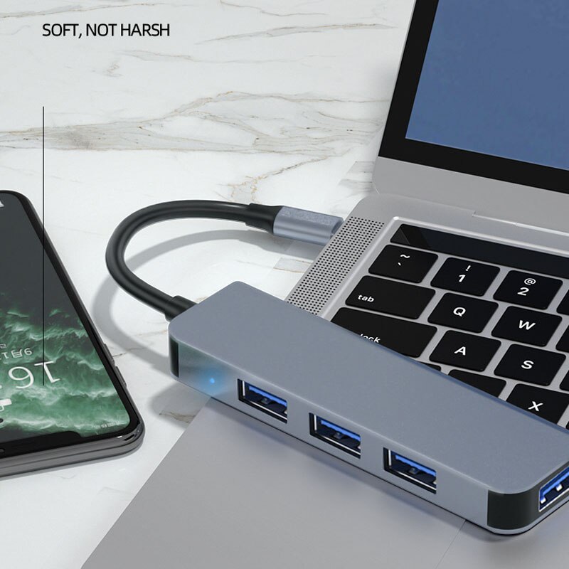 4 in 1 Hub USB 3.0 2.0 Adapter Hub Type C HUB 4 Ports to USB 3.0 Data Hub Adapter for Laptop PC Mobile Phone USB Devices