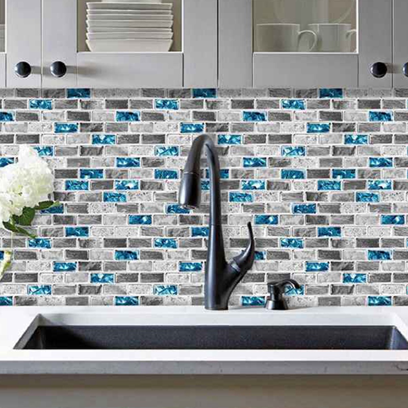 Kitchen Backsplash Self-Adhesive Textured Tile Stick on Vinyl Tiles Decorative Wall Tile for Kitchen Bathroom Laundry