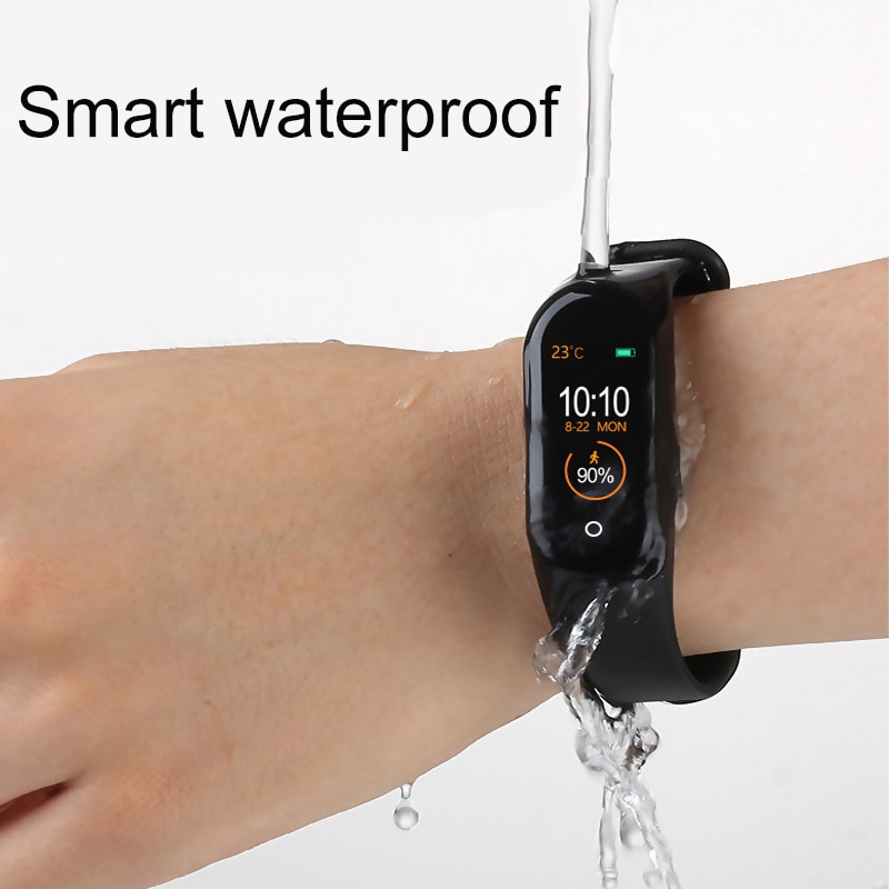 2pcs Couple M4 Smart Bracelet Heart Rate Blood Pressure Health Waterproof Smart Watch Bluetooth Watch Wristband Fitness Tracker