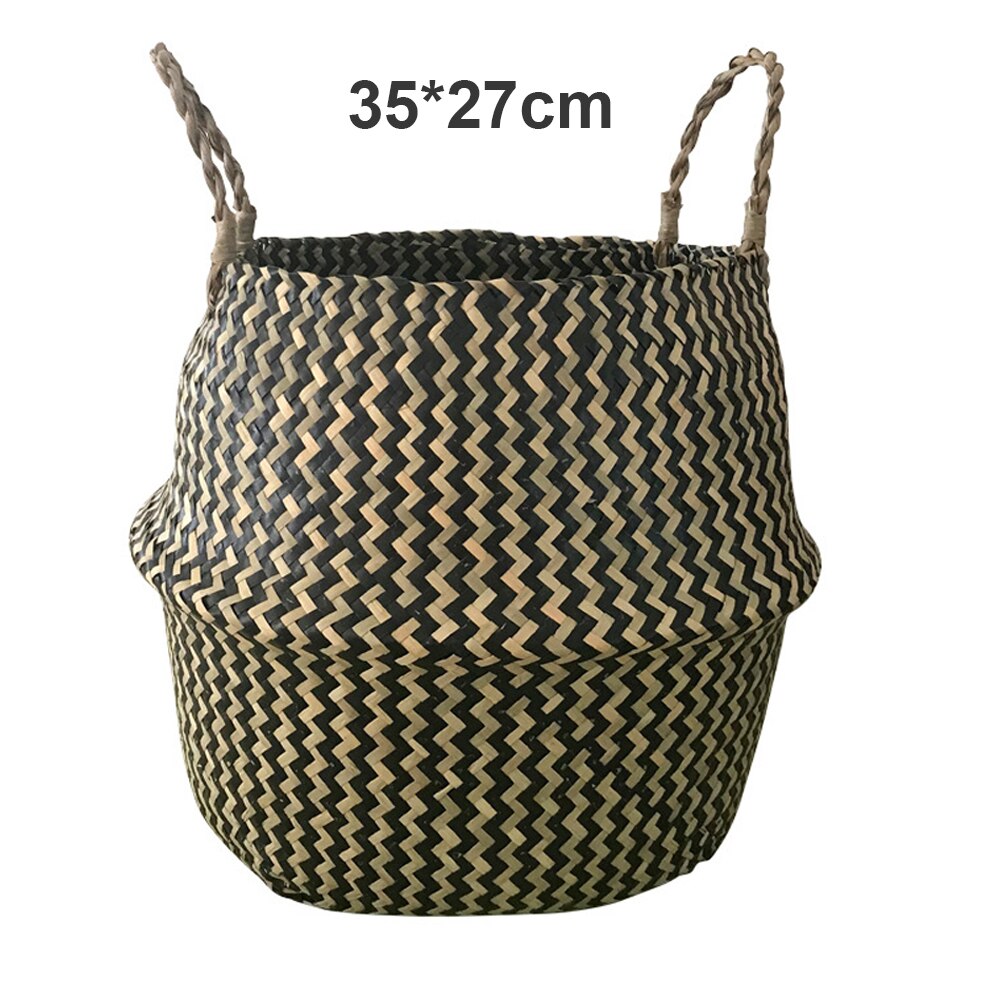 Handmade Bamboo Storage Baskets Nordic Foldable Laundry Straw Wicker Rattan Seagrass Belly Garden Flower Pot Planter Baskets: 3
