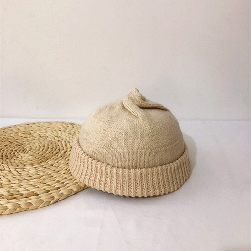 Neulottu lasten pipo lippis vauva poikavauva tyttö hattu lämmin lapset vauva syksy talvi tytöt hattu lapsille taapero muts konepelti vauva: 2491 beige / Aikuinen (56-59cm)