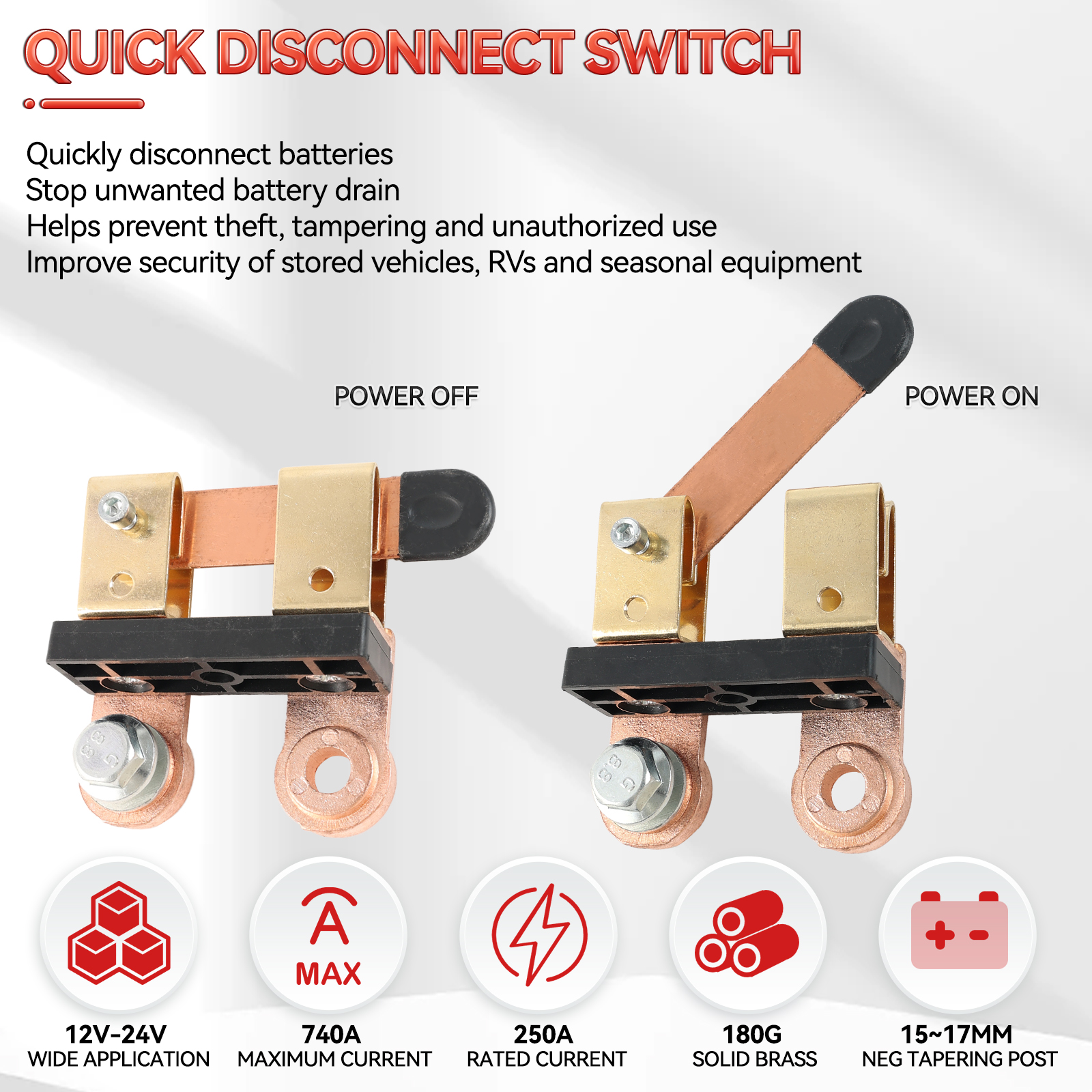 Auto Batterij Side Post Zware Afgesneden Uitschakeling Schakelaar 12V 750A Top Post Top Terminal Batterij Disconnect Mes schakelaar