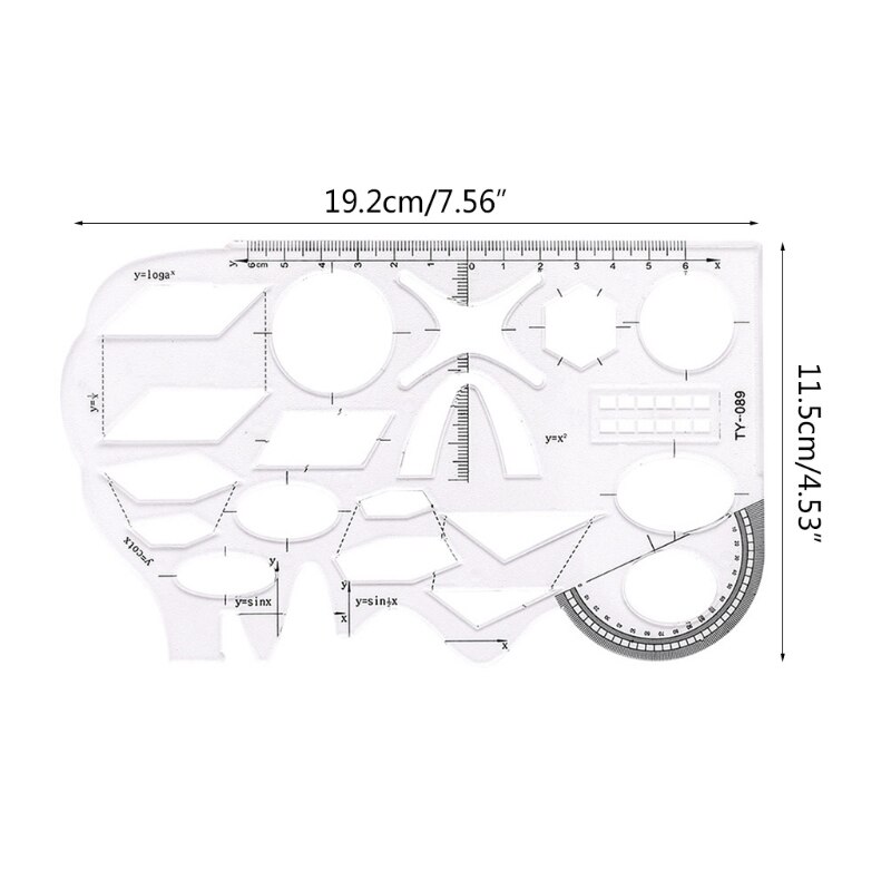Règle de dessin, modèle de maths multifonctionnel, forme creuse, fonction géométrique, pour dessins, directe, 1 pièce