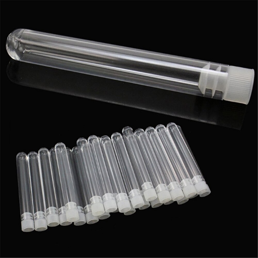 10 stk. 12mm*75ml klart plastik reagensglas med lågformet bund, lang gennemsigtig reagensglas laboratorieeksperiment tilbehør