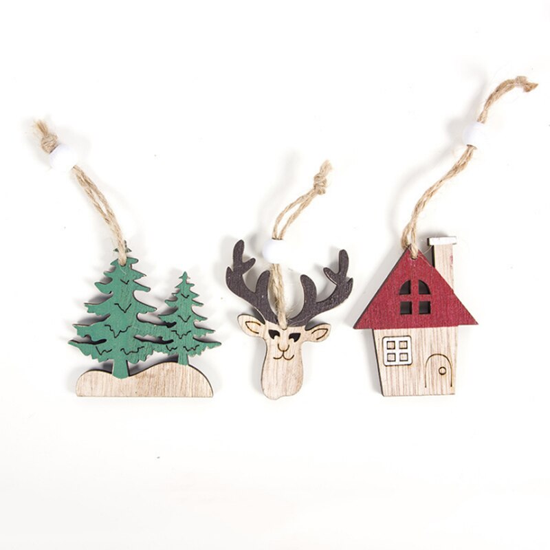 neue Weihnachten Holz Dekoration Anhänger Elch Weihnachten Baum Ornament Neue Jahr Weihnachten für Kinder: Style 10