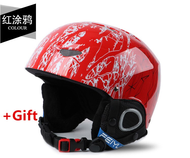 Brand Ski Helmet Integrally-molded Adjustable Snowboard Helmet Men Women Warm Windproof Extreme Skating Children Kids Helmet: Red / 47cm-53cm