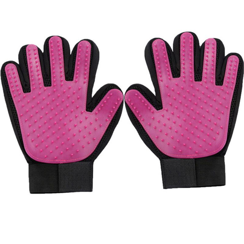 Gummi Handschuh für Kämmen Tiere Handschuh Silikon Haustier Katzen Haar Pinsel Kamm Reinigung Entfernung Haarbürste für Hunde CatsTake Schlecht Handschuh: purplle Paar