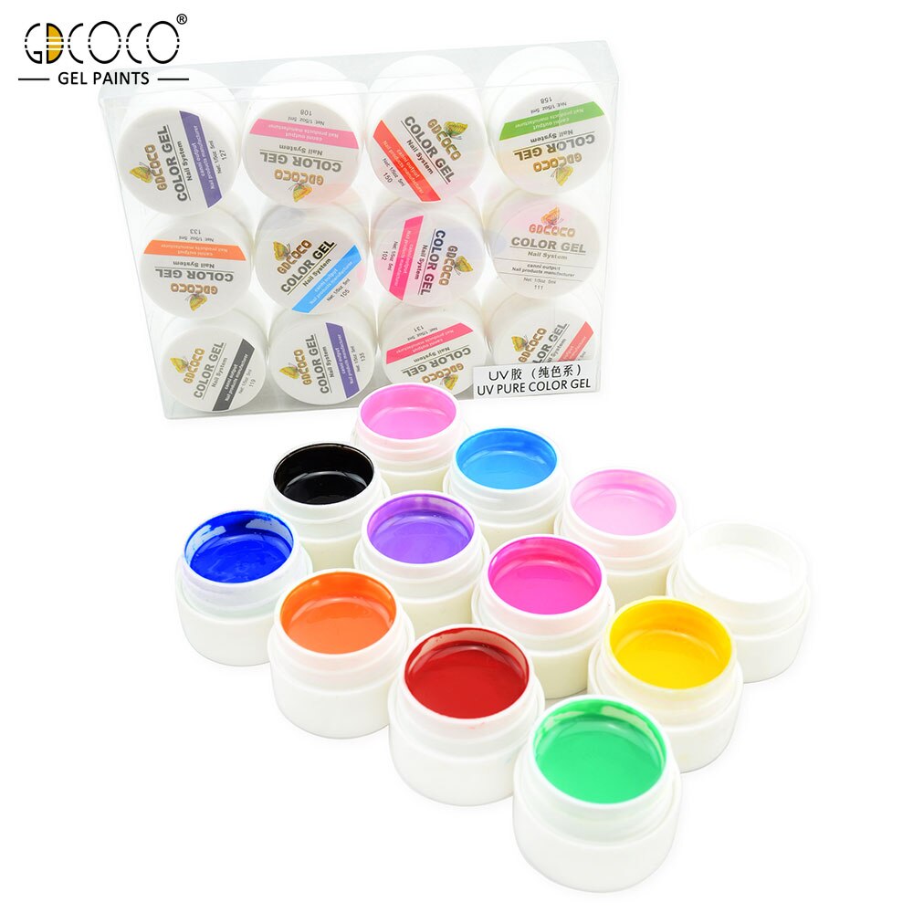 #20204 GDCOCO UV Gel Nails Kit 36 Colors CANNI Output Nail Art Gel Painting Gel Nail DIY Paint Gel: 20200 12pcs