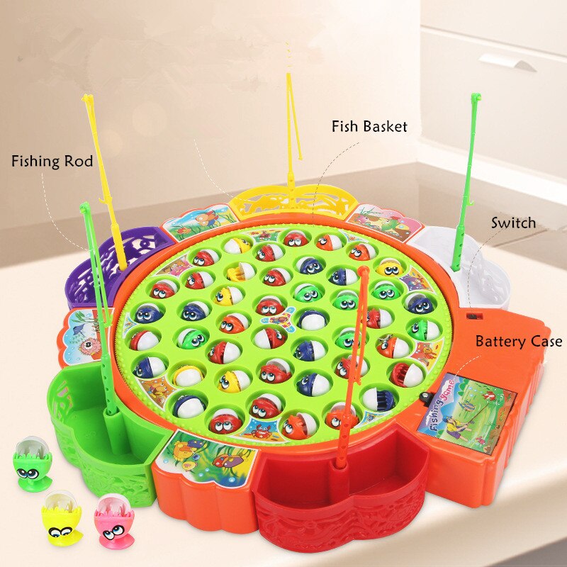 Børn batteridrevet fiskeri legetøj musikalsk roterende fiskespil legetøj børn pædagogisk legetøj forældre-barn interaktive spil