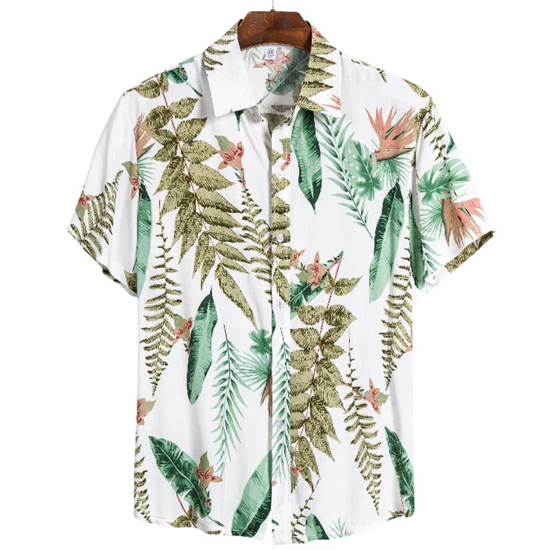 Herre hawaiisk skjorte mandlig afslappet camisa masculina trykte strandskjorter kortærmet asiatisk størrelse m -3xl: L