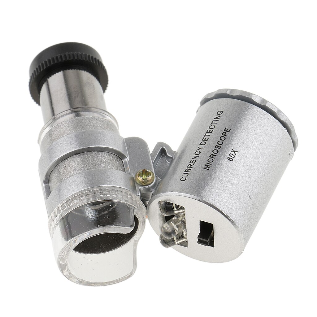 Mini Microscope with LED Lamp Jeweler Magnifier Loupe 60X Magnifying