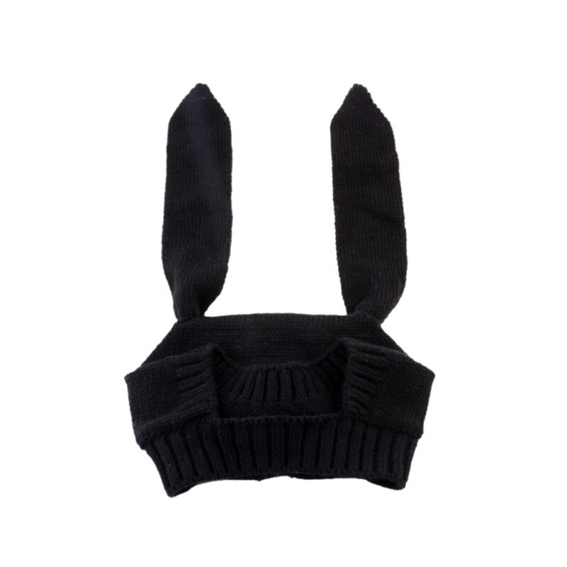 Toddler Warm Cute Hat Infant Winter Spring Knitted Baby Hat Adorable Rabbit Long Ear Hat Baby Cartton Cap: Black