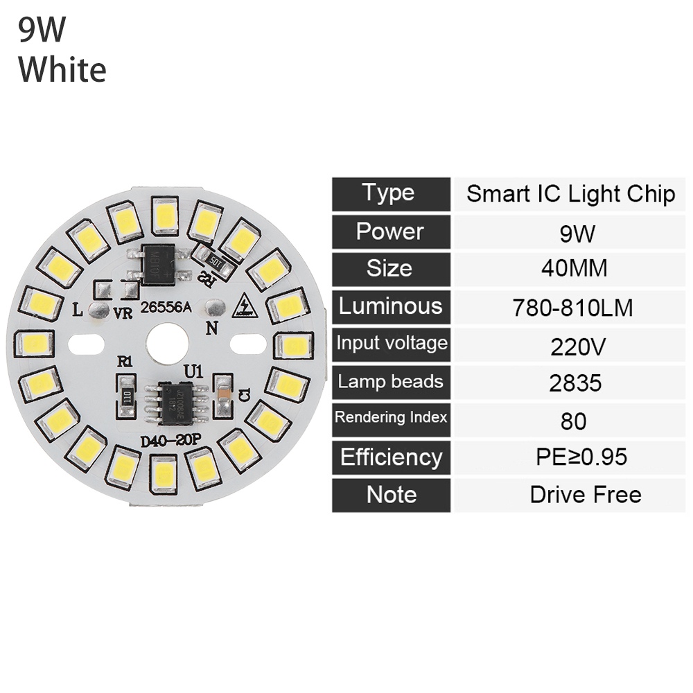 Home DIY LED Bulb Lamp AC220V Input Smart IC LED Bean LED Chip For Bulb Light SMD Light Chip Warm White 15W 12W 9W 7W 5W 3W: 9W white