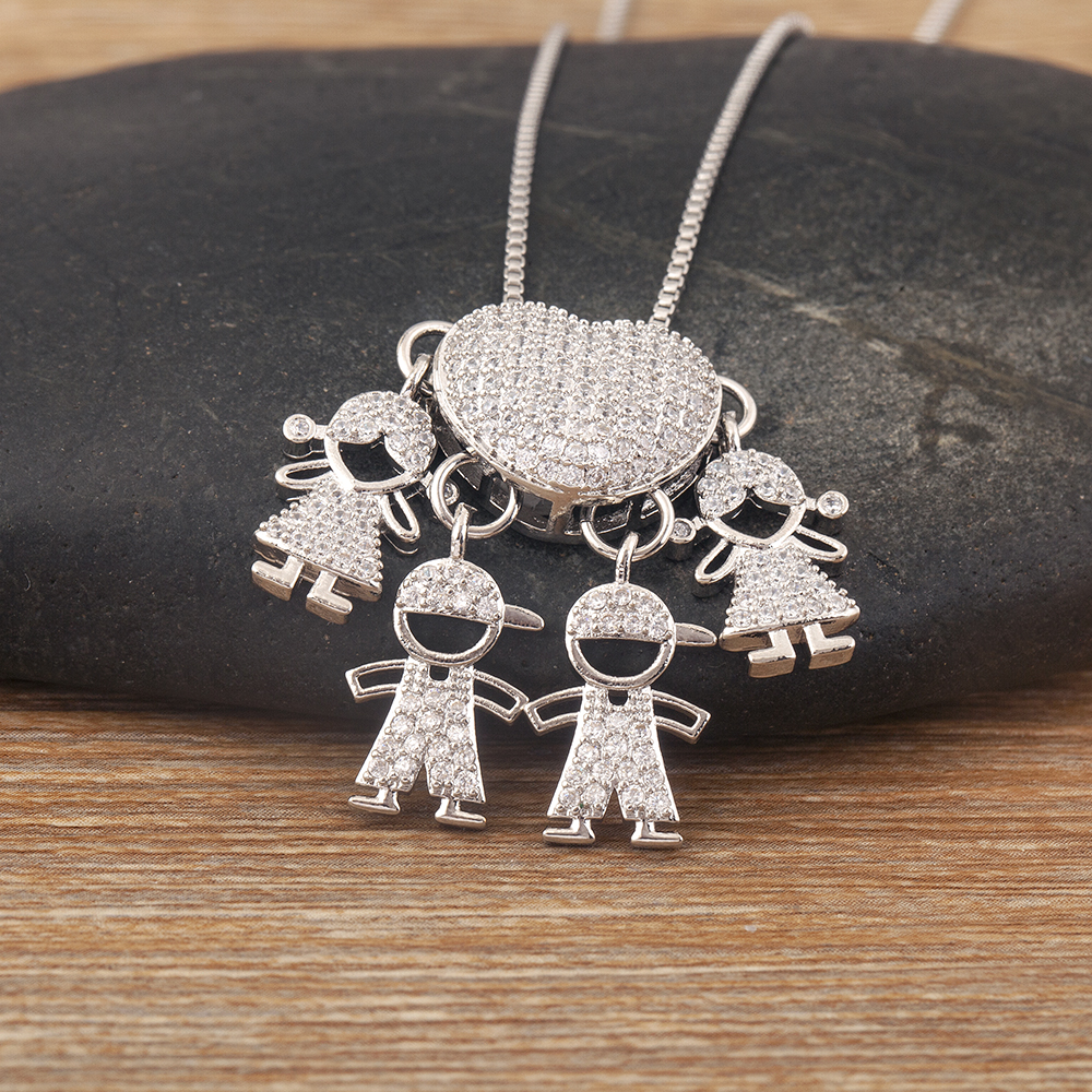 Nidin Trend Son/Daughter Boy/Girl Pendant Necklaces Female Versatile Chain Choker Jewelry Birthday: Black Gun Plated