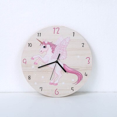 Modern Unicorn Wall Clock Sticker Mute Digital 3D Wall Clock Living Room Children'S Room Cartoon Decoration: 1