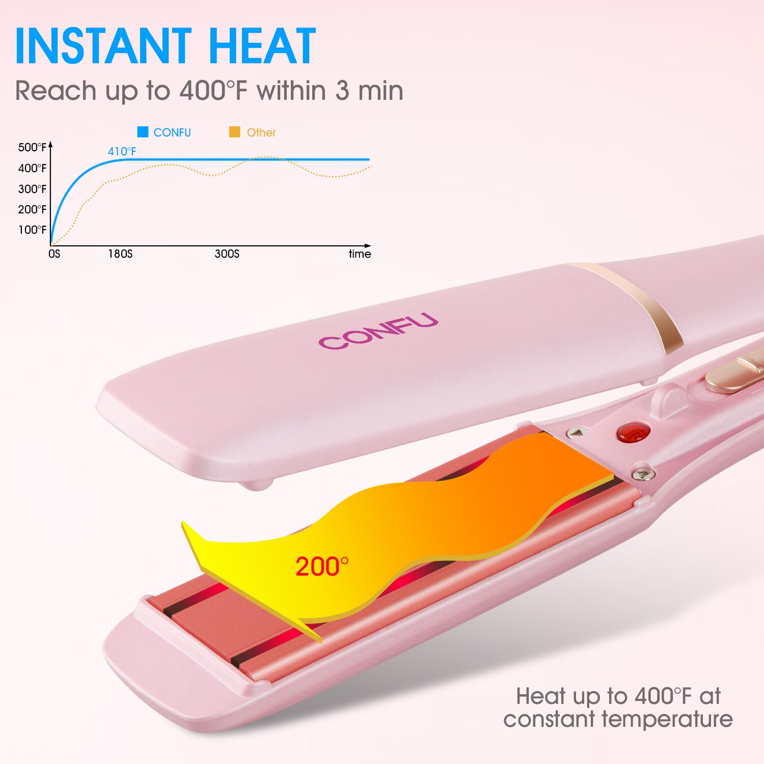 Alisador de pelo 2 en 1, rizador infrarrojo, control de temperatura plana, rizador de pelo, herramienta de cuidado de estilismo