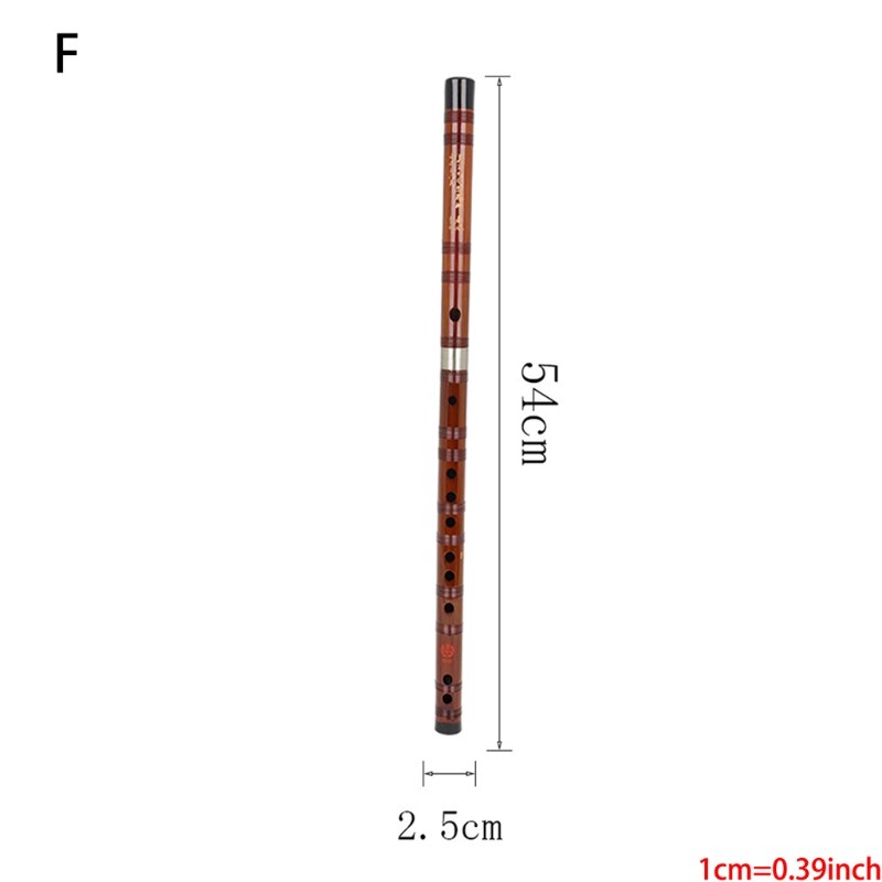 Bamboo Flute - C, D, E, F, G Key - Open Hole Design - Bitter Bamboo Musical Instrument: F