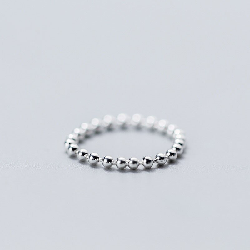 Inzatt echter 925- ring aus sterlingsilber mit runden perlen für damen, trendiger partyschmuck, minimalistisches accessoire