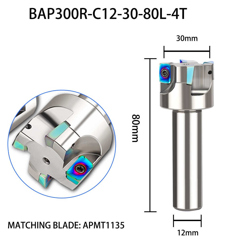 Varilla de fresado integrada tipo torreta R0.8, vástago recto C16 C20, fresadora de torreta, herramienta, fresa de cara rugosa: 32 mm