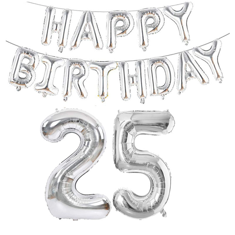 Globos plateados de aluminio con números de 32 pulgadas, 10 11 12 13 16 18 25 30 35 40 50 60 años, decoraciones para de feliz cumpleaños, adultos, niños, niños y niñas