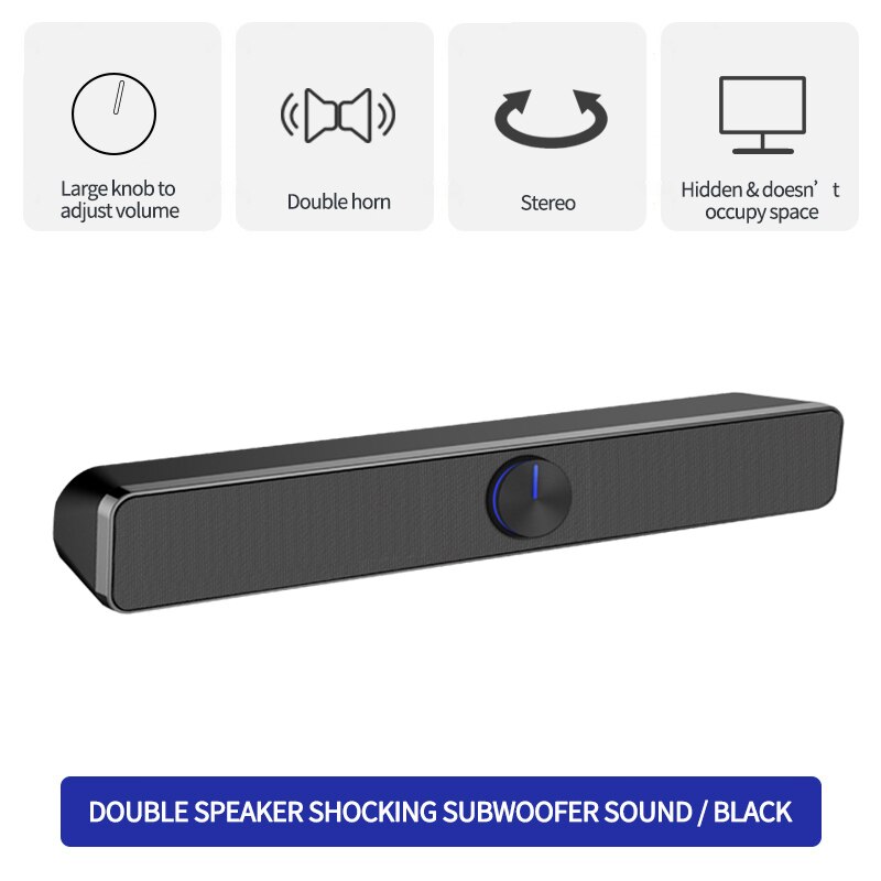 Computer Lautsprecher USB Verdrahtete und Drahtlose SoundBar Stereo Subwoofer Boombox Bass umgeben SoundBox 3,5mm Audio- Eingang Für PC Laptop: Schwarz Bluetooth