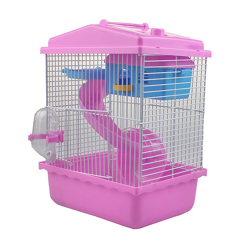 Pet Cage Hamster Cage Hamster House Double Layer House for Hamster Pet 1PC: Pink