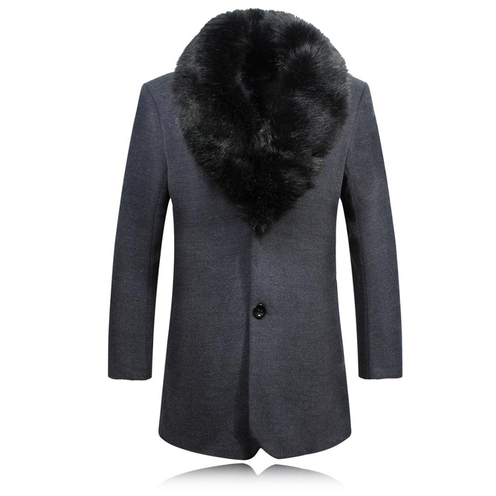 Höst och vinter yllerock herr enkelknäppt förtjockad medellång trenchcoat ylle yllerock herr: Grå / M -50kg-55kg