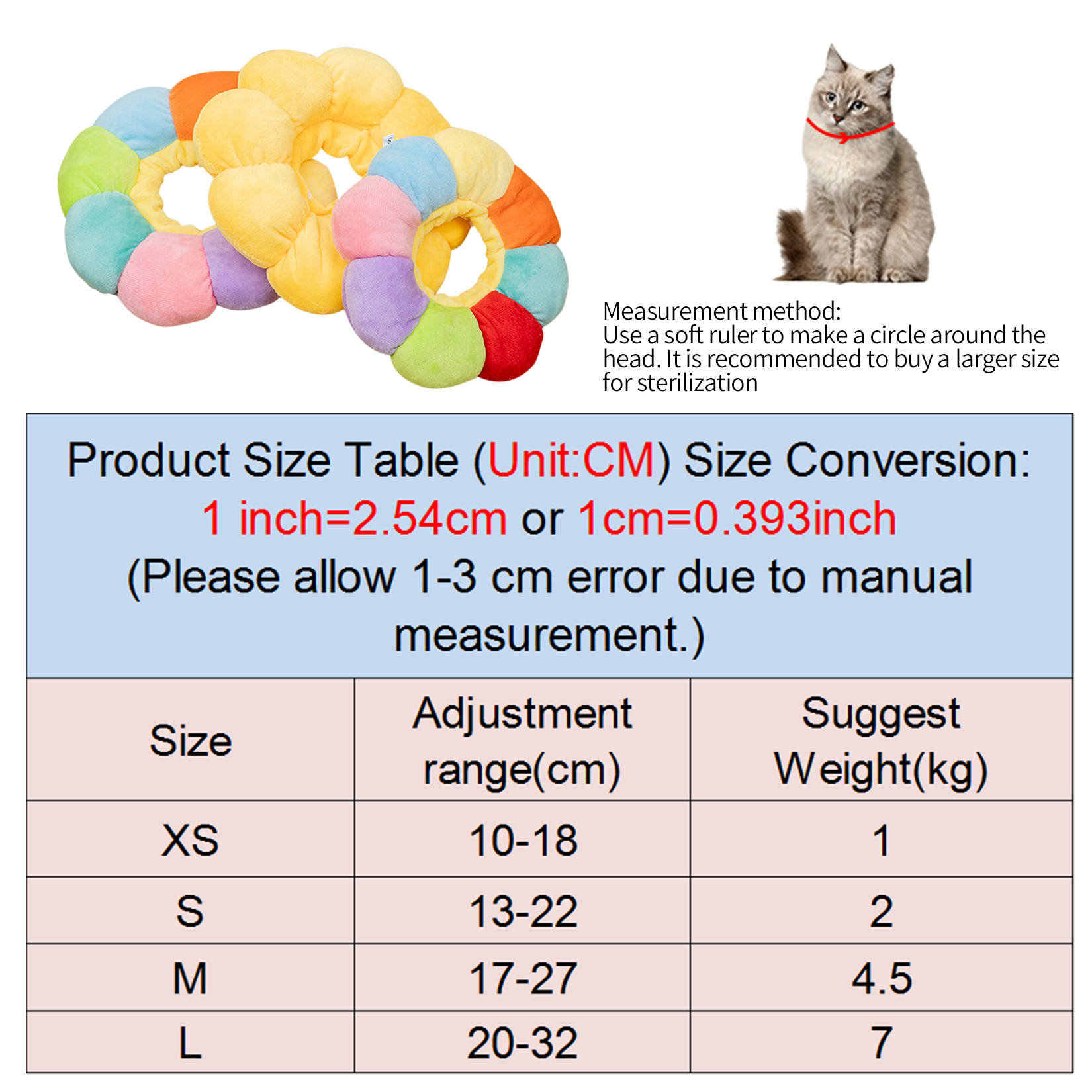 Cat Collar Pet Protective Collars for Dogs Cats Wound Healing Protection Elizabethan Collar Pet Cat Anti-bite Recovery Circle
