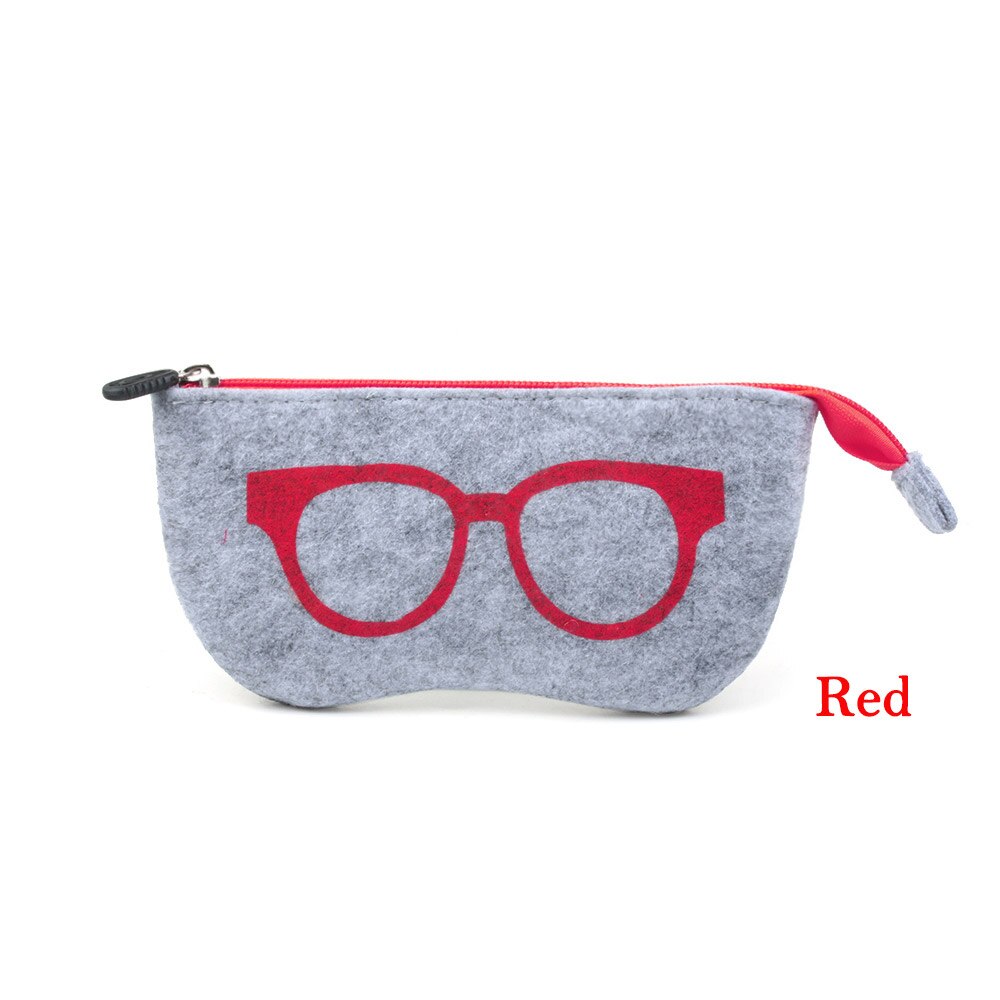 Sunglasses Case Men Wool Felt Cloth Women Glasses Case Package Eyeglasses Box Bag Protection Eyewear Accessoires: Red