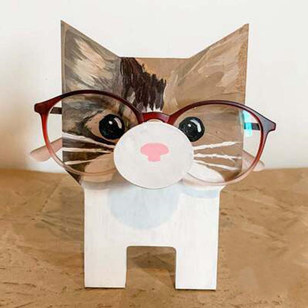 Animal Wood Glasses Rack Hand Carve Eyeglasses Spectacle Sunglasses Holder Stand Animal Puppy Cat Glasses Holder Stand