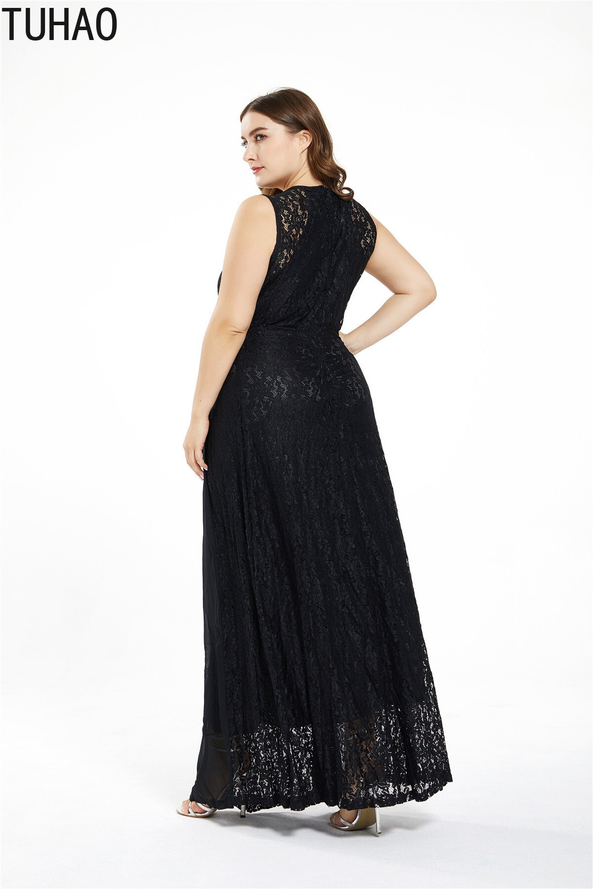 TUHAO 7XL 6XL 5XL 4XL Plus Size Dress Women Summer Lace Dresses for Mother Mom Sexy Loose Long Dress Party Vestidos WM11