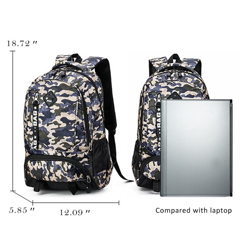 Mode Mannen Rugzakken Reis Waterdichte Rugzak Student Boek Tas Grote Capaciteit Camouflage Leisure Travel Rugzak Blauw Grijs
