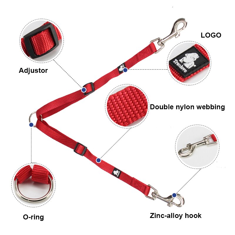 Truelove Hondenriem Dubbele Riemen Running Walking Pet Nylon Verstelbare Leashs Trainer Honden Voor Twee Hond Medium Kleine Grote Honden
