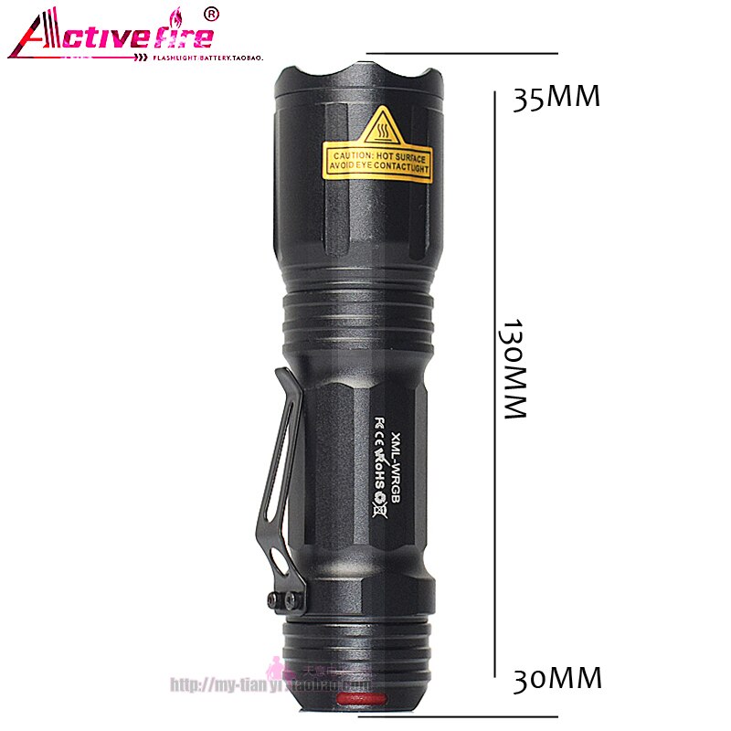 LED4 color in 1 flashlight, waterproof, zoom, suitable for camping and hiking, rechargeable red green, blue white bright light