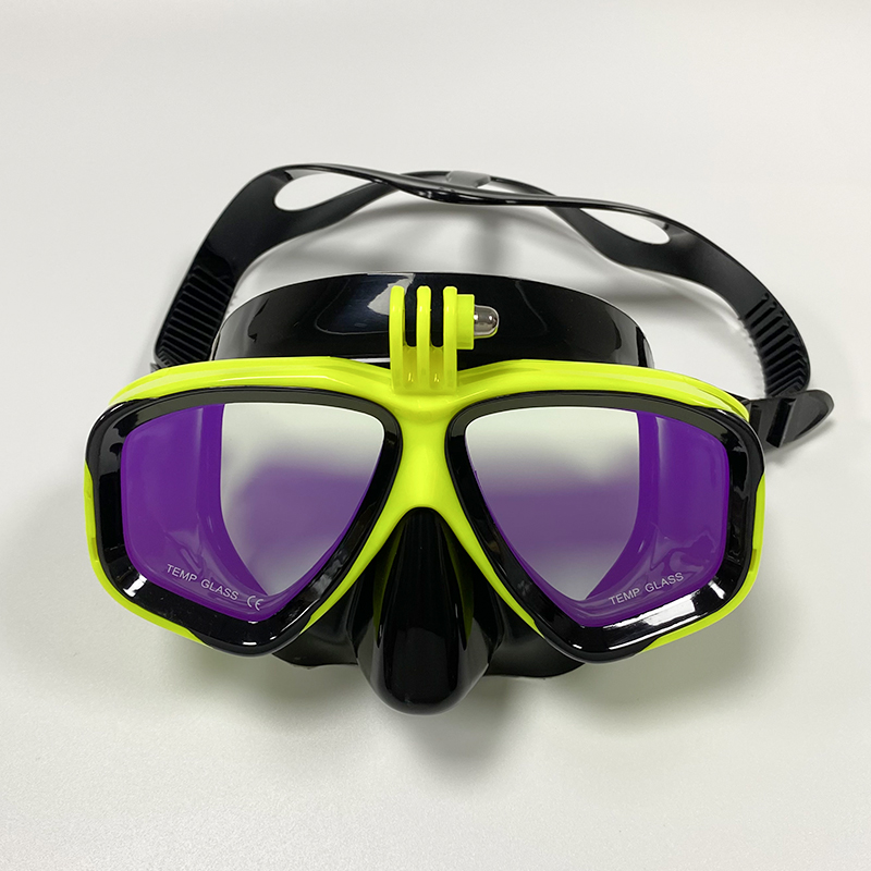 Professionelle Unterwasser-Tauchmaske, Tauchbrille eignen sich für GoPro kleine Sportkamera, alle-trocken-Tauchbrillen: Lila