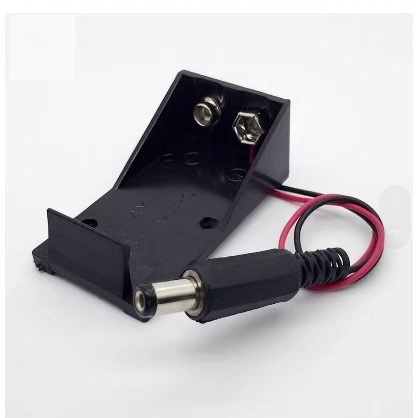 Conector de interfaz de botón de batería de 9V/con enchufe de alimentación CC de cable/tapa de batería cuadrada de 9V: Blanco
