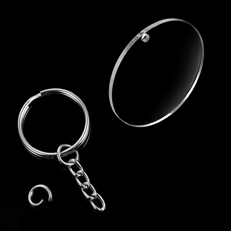 Acrylic Transparent Circle Discs and Key Chains Clear Round Acrylic Keychain Blanks for DIY Projects and Crafts, 2 Inch