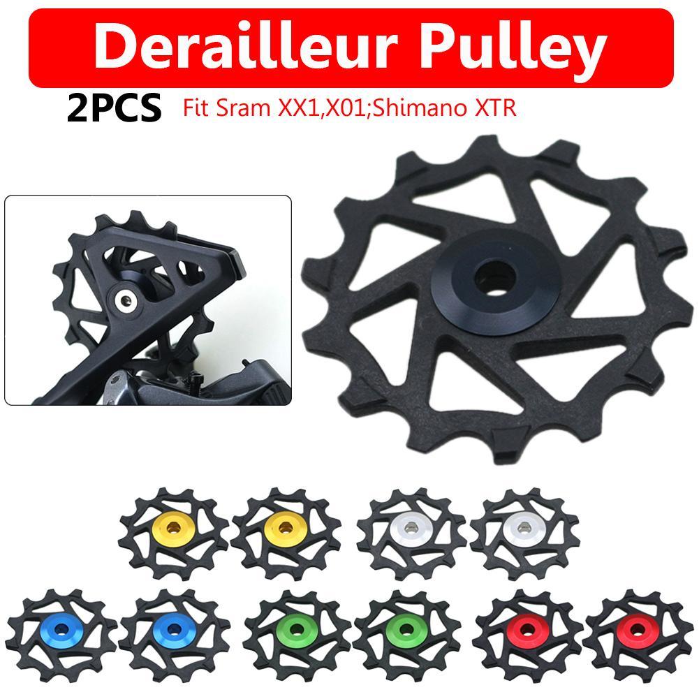 Polia e guia de desviador traseiro de bicicleta, 2 peças 12t para sram xx1 x01 shimano xtr, polia e guia de desviador traseiro