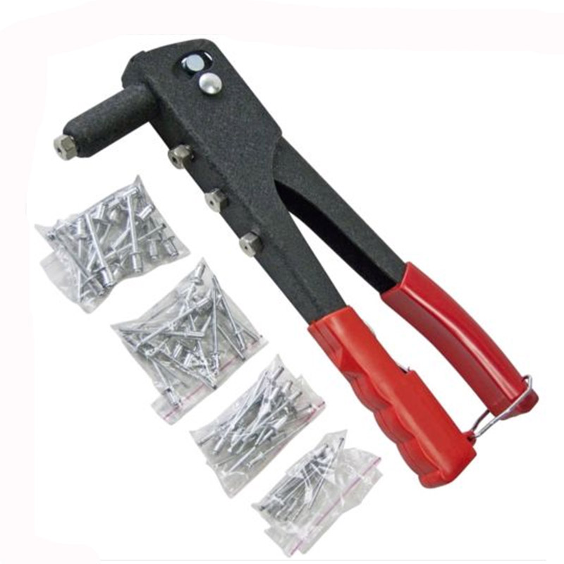 Popnit pistol kit manuell handnitare heavy duty verktyg reparation 40 nitar röd