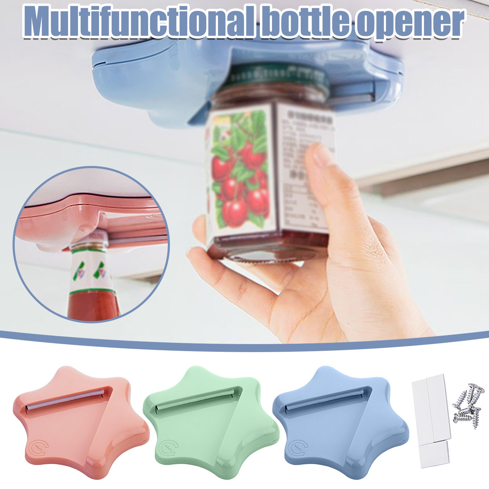 40# Under Cabinet Or Counter Jar Opener Vise Kitchen Lid - Great For Arthritic Hand Bottle Cap Opener Kitchen Utility Tool