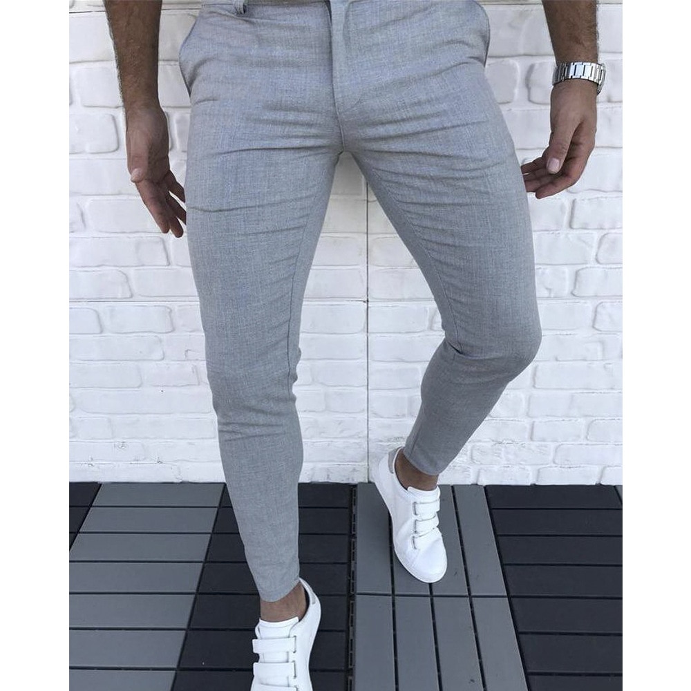 Men's Casual Pants Streetwear Trousers Hip Hop Slim Fit Social Business Autumn Straight Soft Solid Male Black Clothes