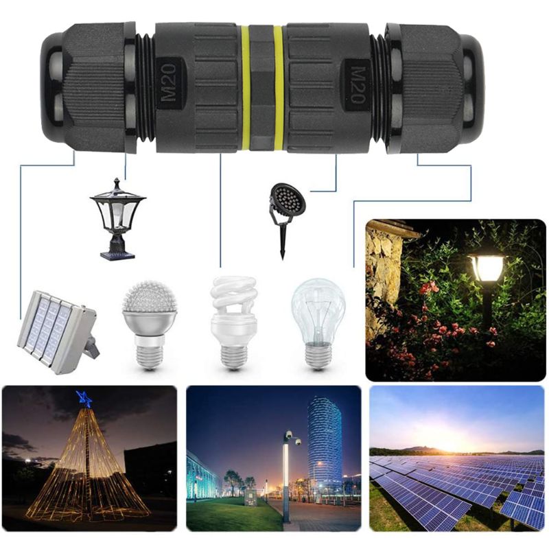 IP68 Waterproof Connector m20-2Pin Electrical Terminal Adapter Wire Connector Screw and Soldering Pin connector for LED