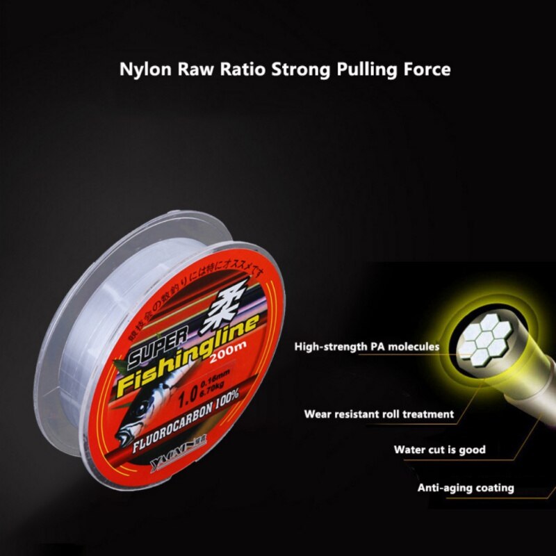 200 m fiskeline super stærk 100%  transparent nylon uden multifilament line fluorocarbon fiskegrej