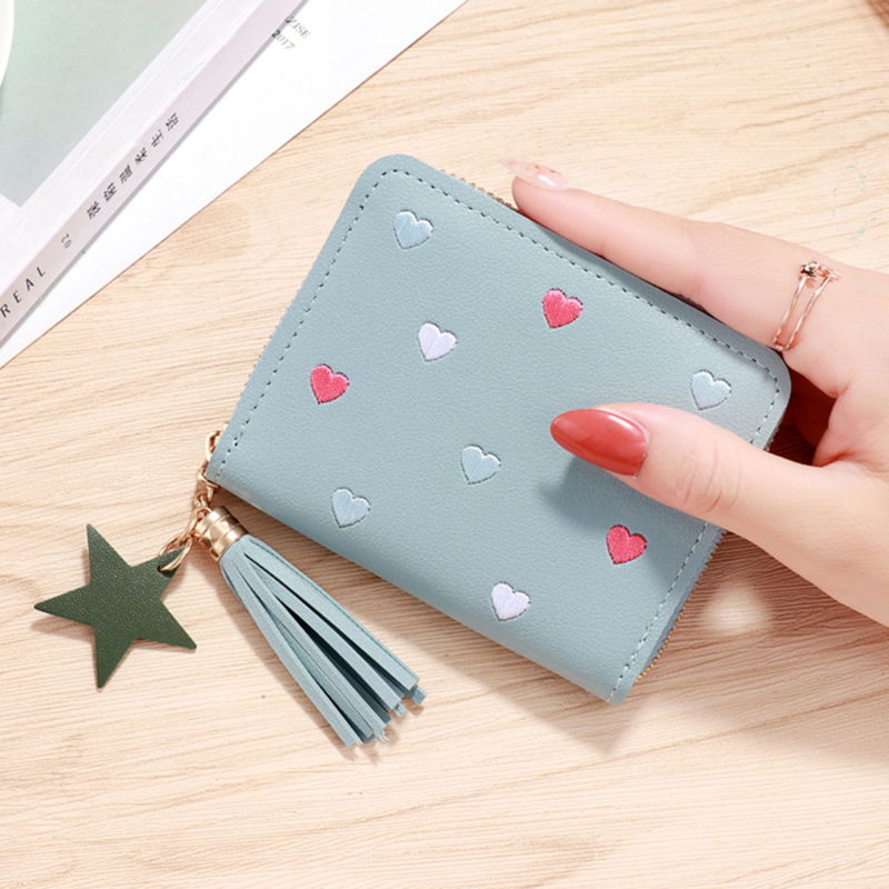 1PC Wallet Women Ladies Mini Tassel Wallets Cute Short Zipper Lovely Pu Leather Coin Purse Female Hand Wallet: WHITE