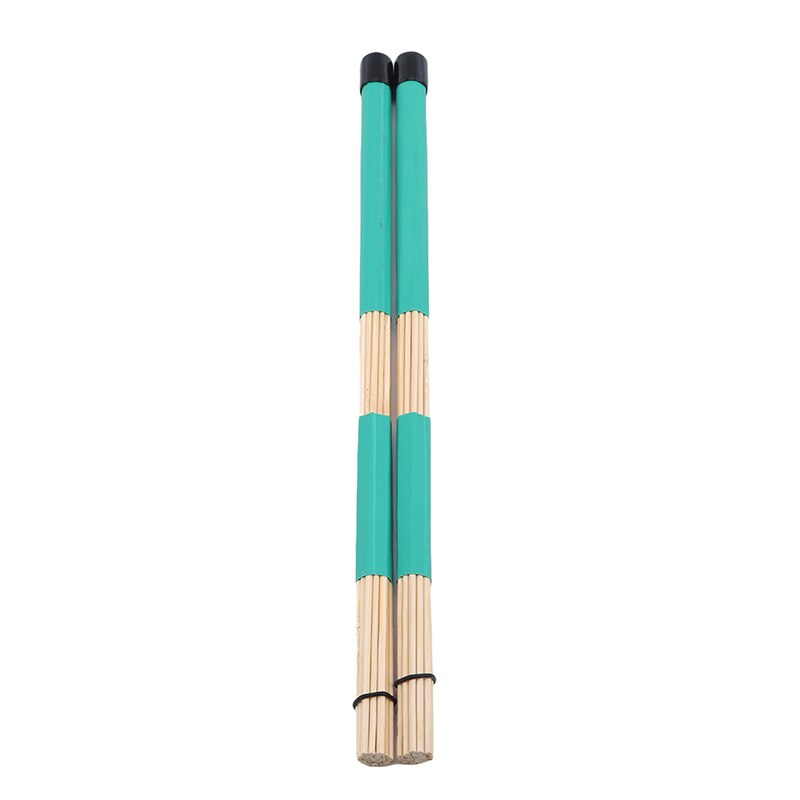 1 Paar Professionele Bamboe Land Jazz Ballad Percussie Drum Borstels Bundle Drum Sticks Met Rubberen Handvat 40Cm 5 Kleuren: green