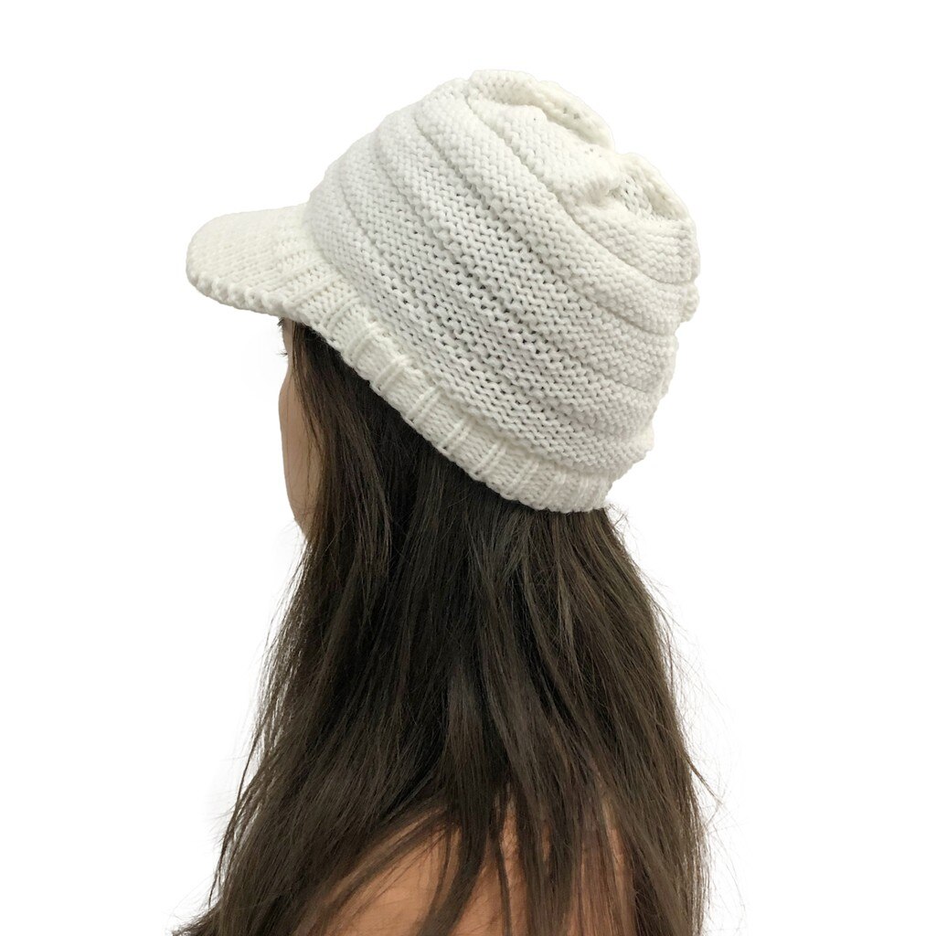 Wintermuts dames bombermuts effen stiksels buiten dikke warme pluche muts gehaakte gebreide muts met klep wintermutsen voor dames: H